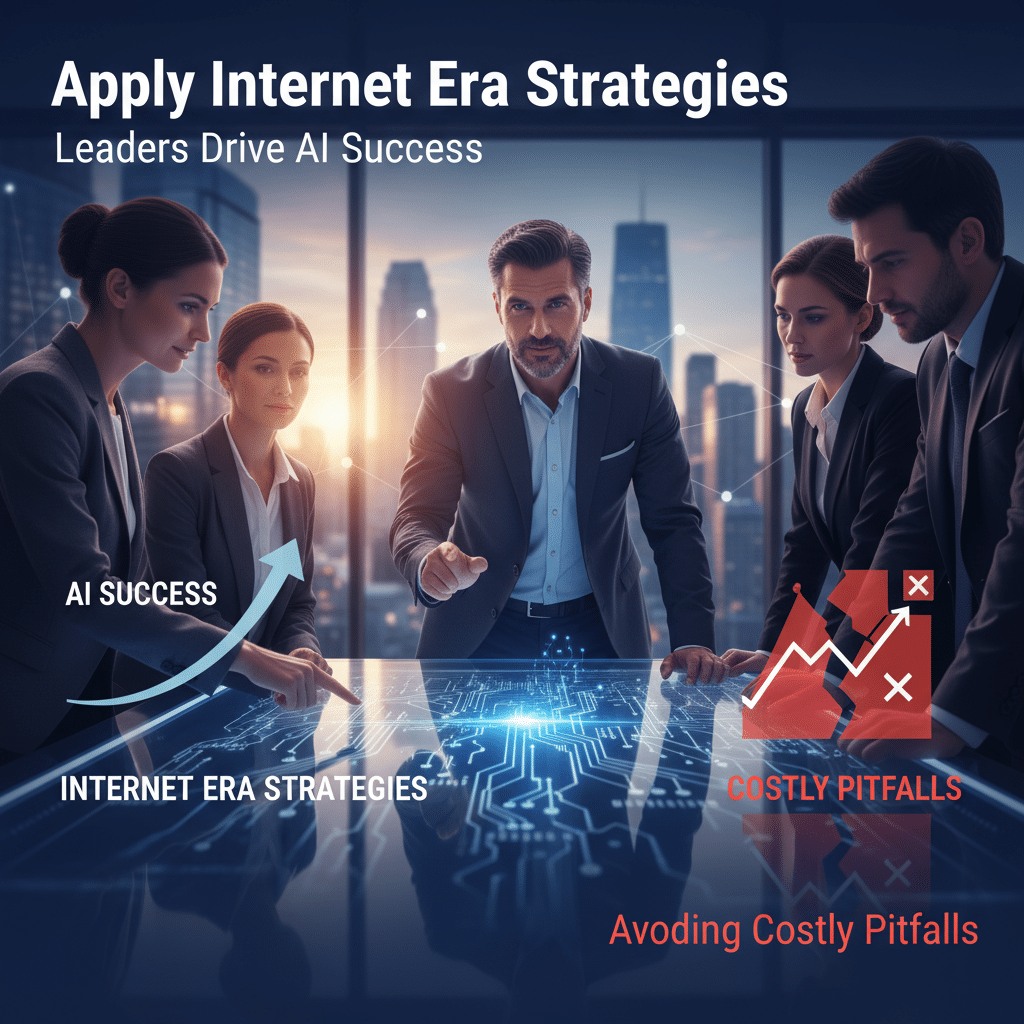 AI strategy, AI success, Business AI, AI transformation, AI leadership, Technology roadmap, Digital strategy, AI pitfalls, Internet era, Mobile era, AI implementation